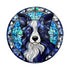 Border Collie Long Haired Circular Glass Suncatcher Worktop Saver